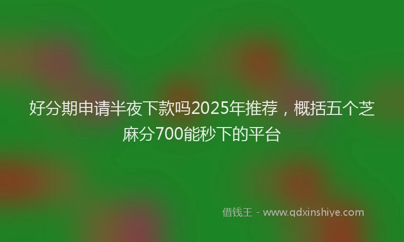 好分期申请半夜下款吗2025年推荐，概括五个芝麻分700能秒下的平台