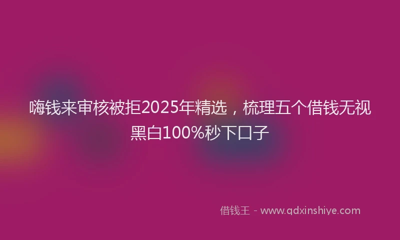 嗨钱来审核被拒2025年精选，梳理五个借钱无视黑白100%秒下口子