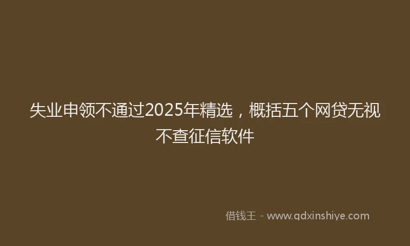 失业申领不通过2025年精选，概括五个网贷无视不查征信软件