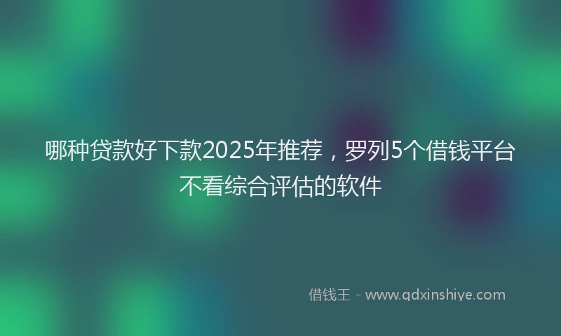 哪种贷款好下款2025年推荐，罗列5个借钱平台不看综合评估的软件