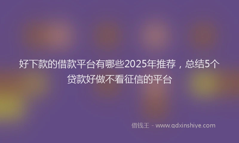 好下款的借款平台有哪些2025年推荐，总结5个贷款好做不看征信的平台