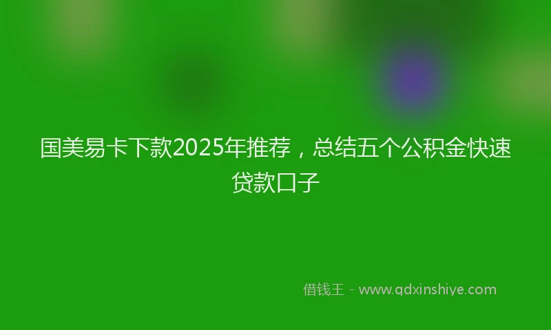 国美易卡下款2025年推荐，总结五个公积金快速贷款口子