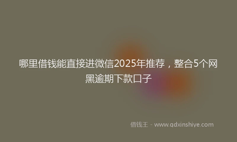 哪里借钱能直接进微信2025年推荐，整合5个网黑逾期下款口子