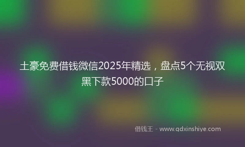 土豪免费借钱微信2025年精选，盘点5个无视双黑下款5000的口子