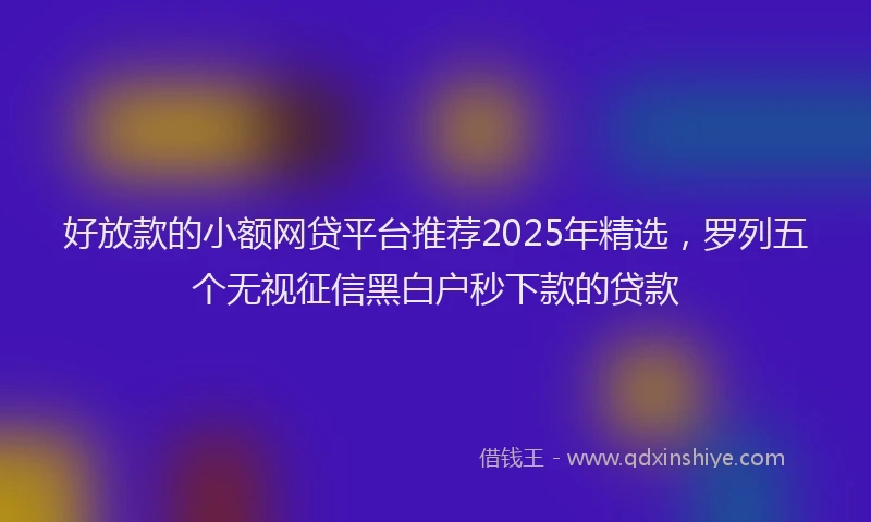 好放款的小额网贷平台推荐2025年精选，罗列五个无视征信黑白户秒下款的贷款