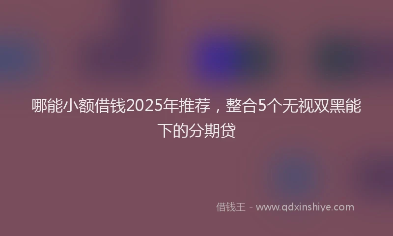 哪能小额借钱2025年推荐，整合5个无视双黑能下的分期贷