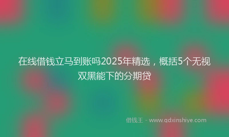 在线借钱立马到账吗2025年精选，概括5个无视双黑能下的分期贷