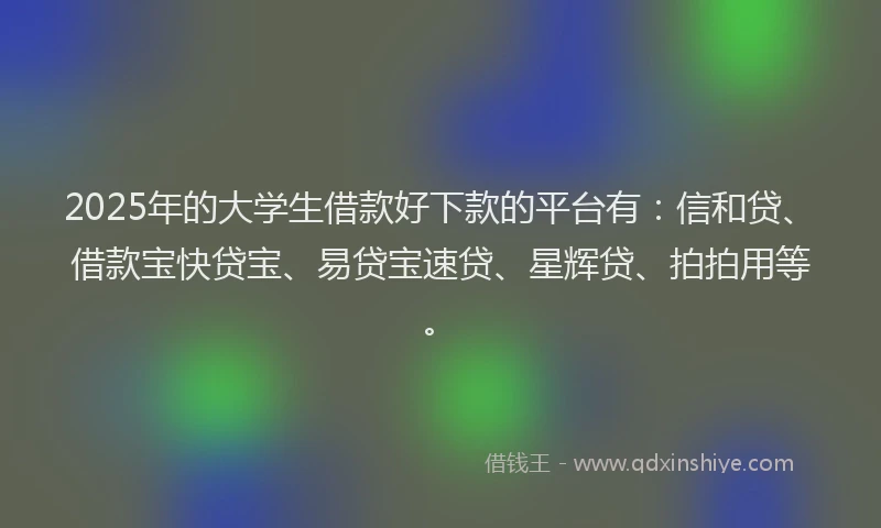 2025年的大学生借款好下款的平台有：信和贷、借款宝快贷宝、易贷宝速贷、星辉贷、拍拍用等。