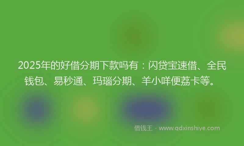2025年的好借分期下款吗有：闪贷宝速借、全民钱包、易秒通、玛瑙分期、羊小咩便荔卡等。