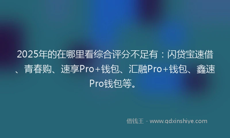 2025年的在哪里看综合评分不足有：闪贷宝速借、青春购、速享Pro+钱包、汇融Pro+钱包、鑫速Pro钱包等。