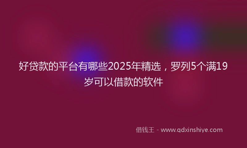 好贷款的平台有哪些2025年精选，罗列5个满19岁可以借款的软件