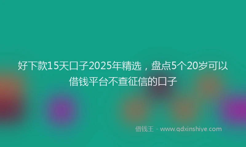 好下款15天口子2025年精选，盘点5个20岁可以借钱平台不查征信的口子