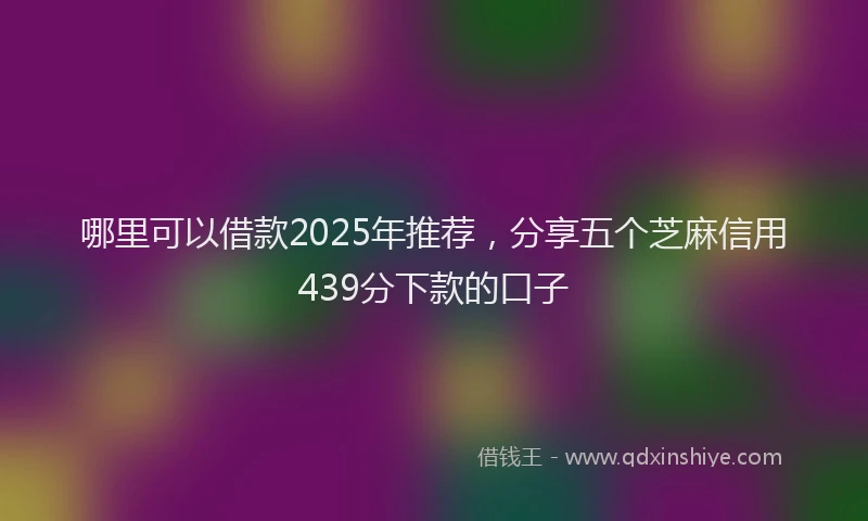 哪里可以借款2025年推荐，分享五个芝麻信用439分下款的口子