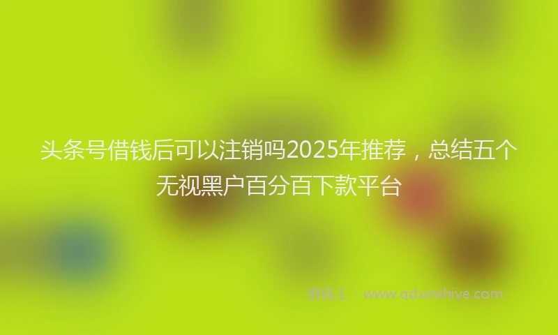 头条号借钱后可以注销吗2025年推荐，总结五个无视黑户百分百下款平台