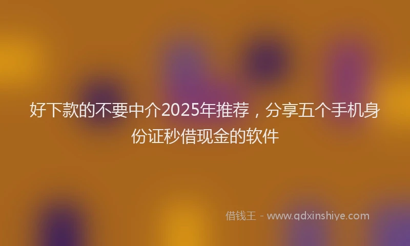 好下款的不要中介2025年推荐，分享五个手机身份证秒借现金的软件
