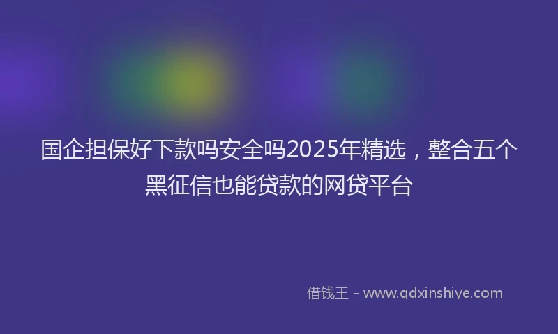 国企担保好下款吗安全吗2025年精选，整合五个黑征信也能贷款的网贷平台