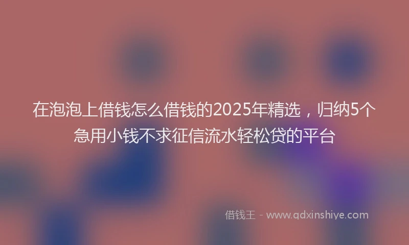 在泡泡上借钱怎么借钱的2025年精选，归纳5个急用小钱不求征信流水轻松贷的平台