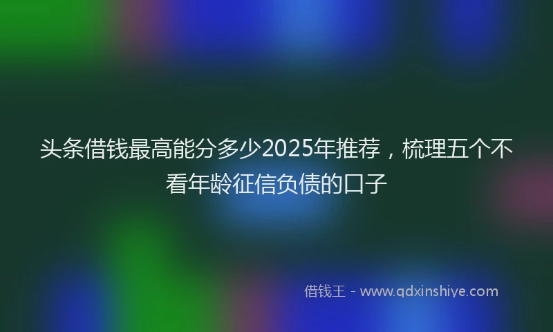 头条借钱最高能分多少2025年推荐，梳理五个不看年龄征信负债的口子