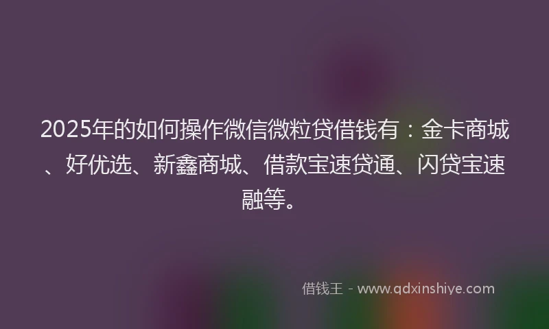 2025年的如何操作微信微粒贷借钱有：金卡商城、好优选、新鑫商城、借款宝速贷通、闪贷宝速融等。