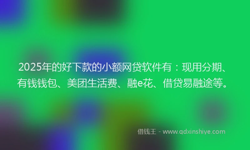 2025年的好下款的小额网贷软件有：现用分期、有钱钱包、美团生活费、融e花、借贷易融途等。