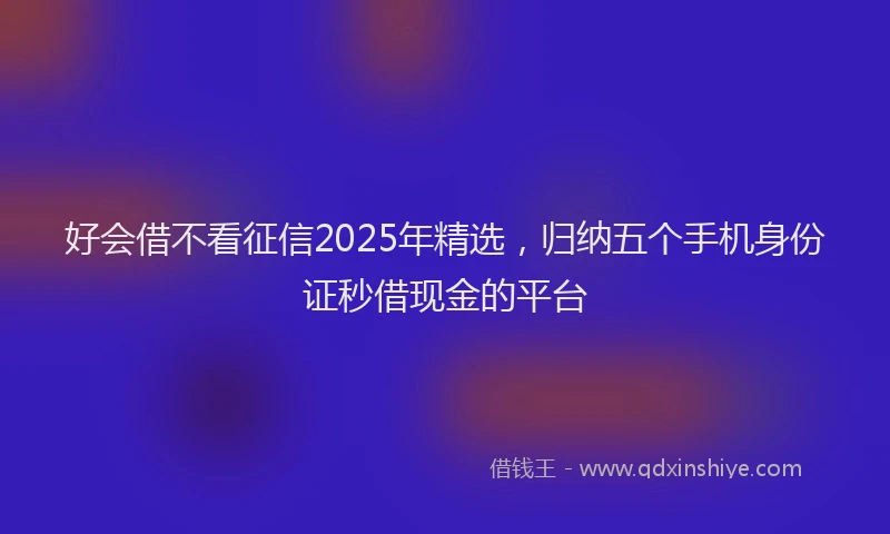 好会借不看征信2025年精选，归纳五个手机身份证秒借现金的平台