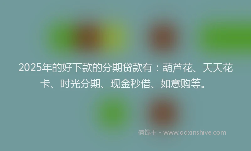 2025年的好下款的分期贷款有：葫芦花、天天花卡、时光分期、现金秒借、如意购等。
