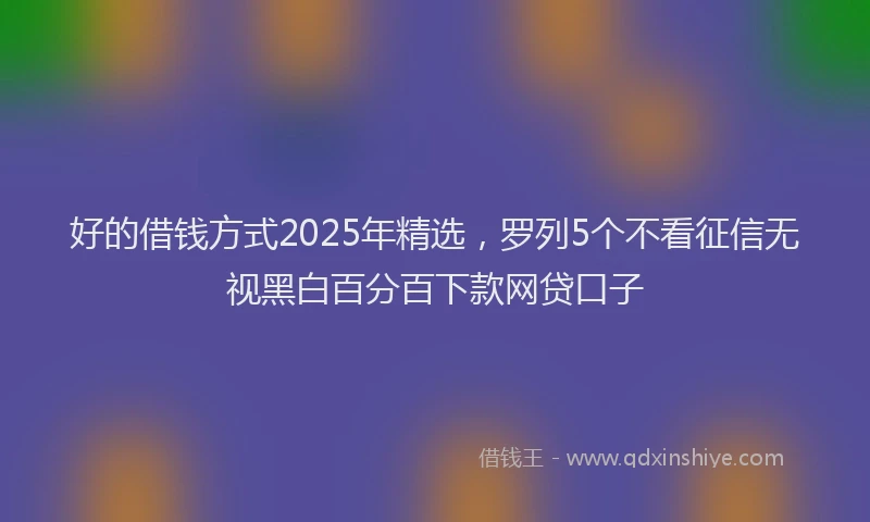 好的借钱方式2025年精选，罗列5个不看征信无视黑白百分百下款网贷口子