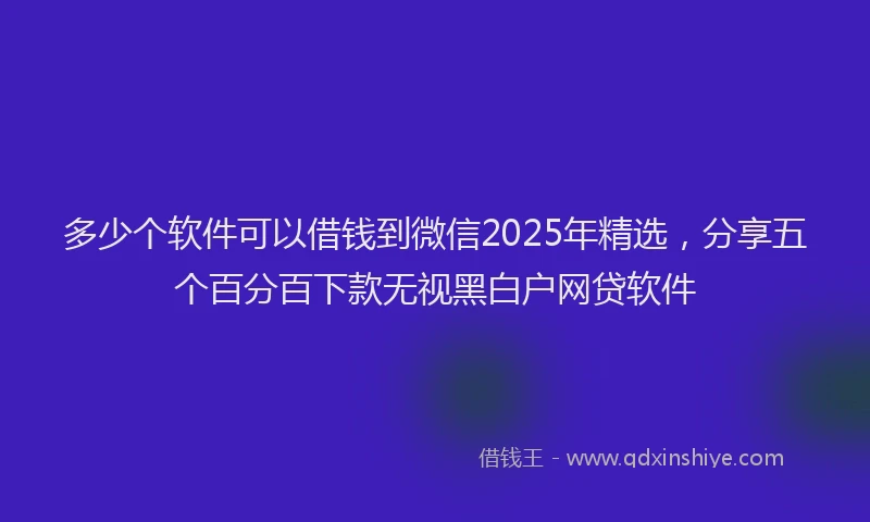 多少个软件可以借钱到微信2025年精选，分享五个百分百下款无视黑白户网贷软件