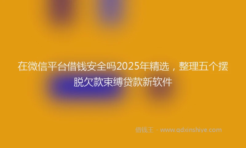 在微信平台借钱安全吗2025年精选，整理五个摆脱欠款束缚贷款新软件