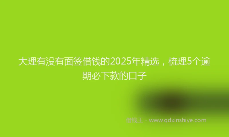 大理有没有面签借钱的2025年精选，梳理5个逾期必下款的口子