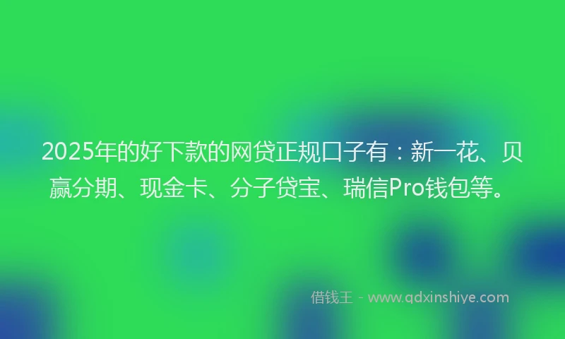 2025年的好下款的网贷正规口子有：新一花、贝赢分期、现金卡、分子贷宝、瑞信Pro钱包等。