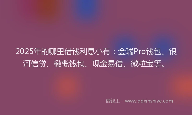 2025年的哪里借钱利息小有：金瑞Pro钱包、银河信贷、橄榄钱包、现金易借、微粒宝等。