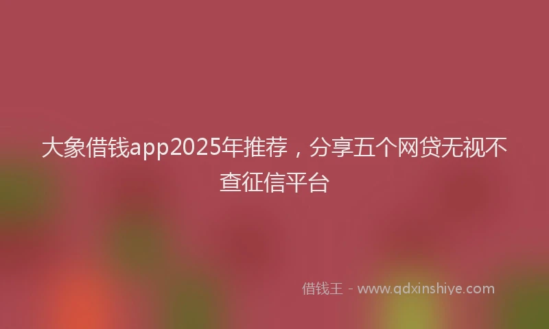 大象借钱app2025年推荐，分享五个网贷无视不查征信平台