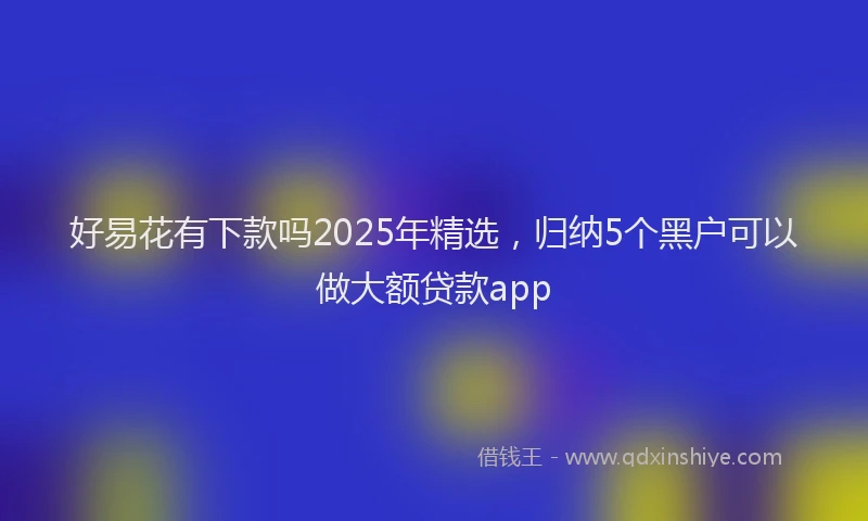 好易花有下款吗2025年精选，归纳5个黑户可以做大额贷款app