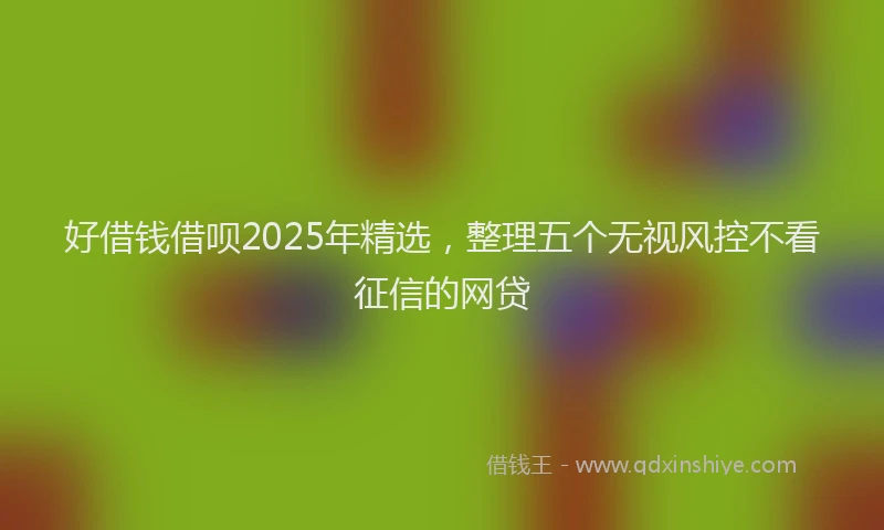 好借钱借呗2025年精选，整理五个无视风控不看征信的网贷