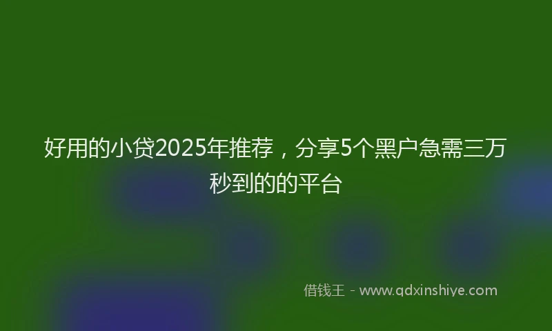 好用的小贷2025年推荐，分享5个黑户急需三万秒到的的平台