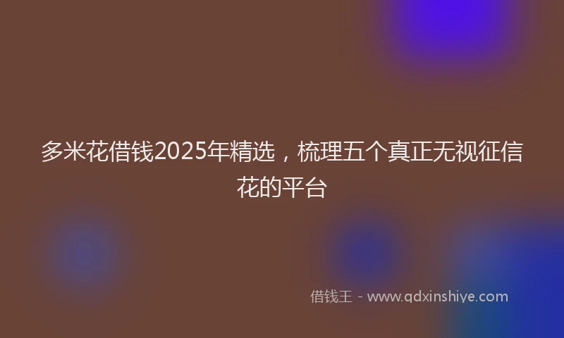 多米花借钱2025年精选，梳理五个真正无视征信花的平台