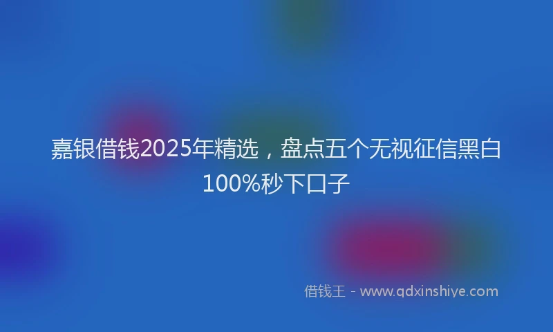 嘉银借钱2025年精选，盘点五个无视征信黑白100%秒下口子