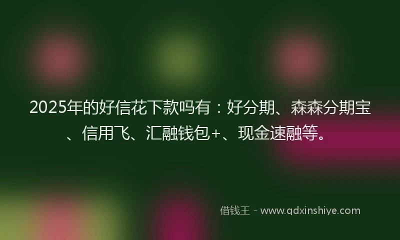 2025年的好信花下款吗有：好分期、森森分期宝、信用飞、汇融钱包+、现金速融等。