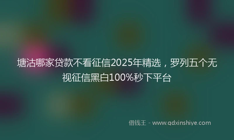 塘沽哪家贷款不看征信2025年精选，罗列五个无视征信黑白100%秒下平台