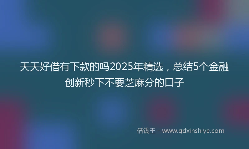 天天好借有下款的吗2025年精选，总结5个金融创新秒下不要芝麻分的口子