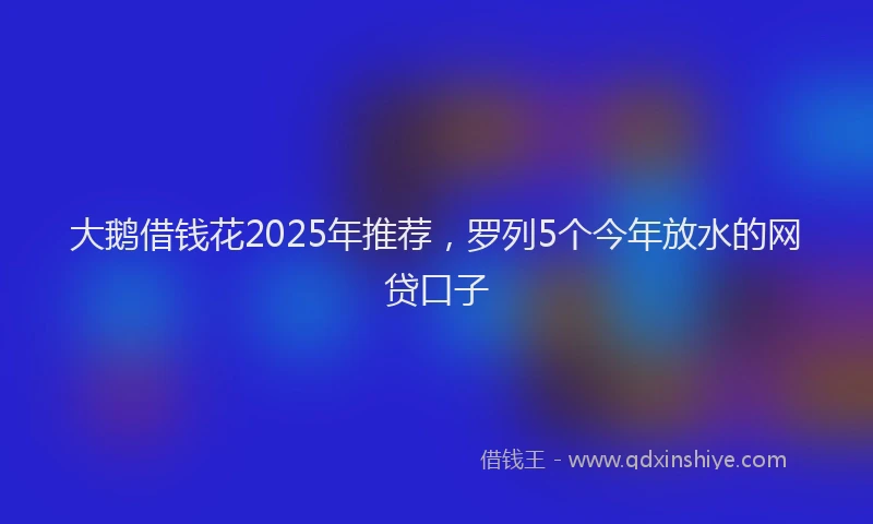 大鹅借钱花2025年推荐，罗列5个今年放水的网贷口子
