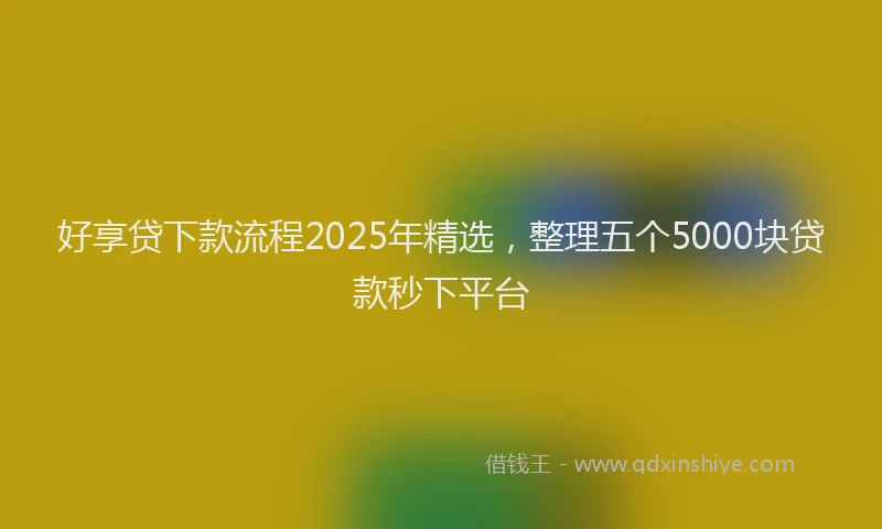 好享贷下款流程2025年精选，整理五个5000块贷款秒下平台