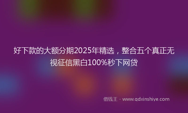好下款的大额分期2025年精选，整合五个真正无视征信黑白100%秒下网贷