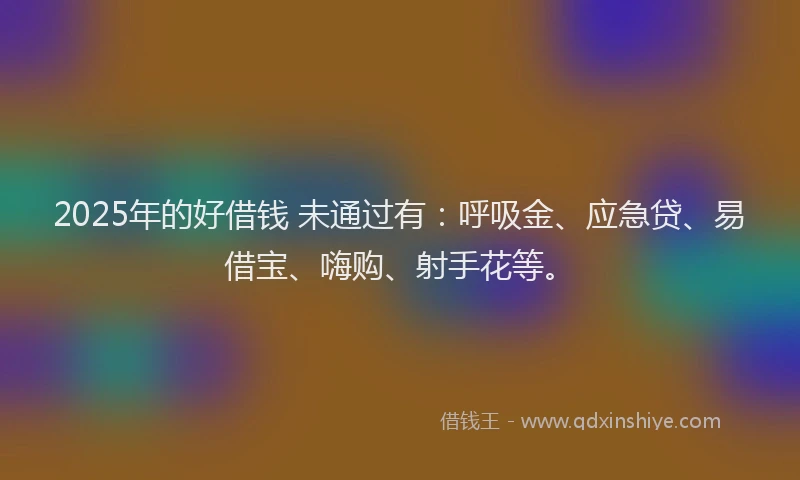2025年的好借钱 未通过有：呼吸金、应急贷、易借宝、嗨购、射手花等。