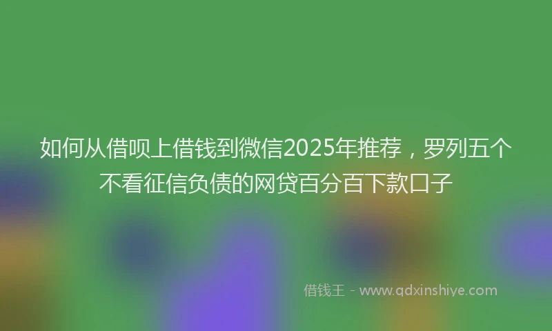 如何从借呗上借钱到微信2025年推荐，罗列五个不看征信负债的网贷百分百下款口子