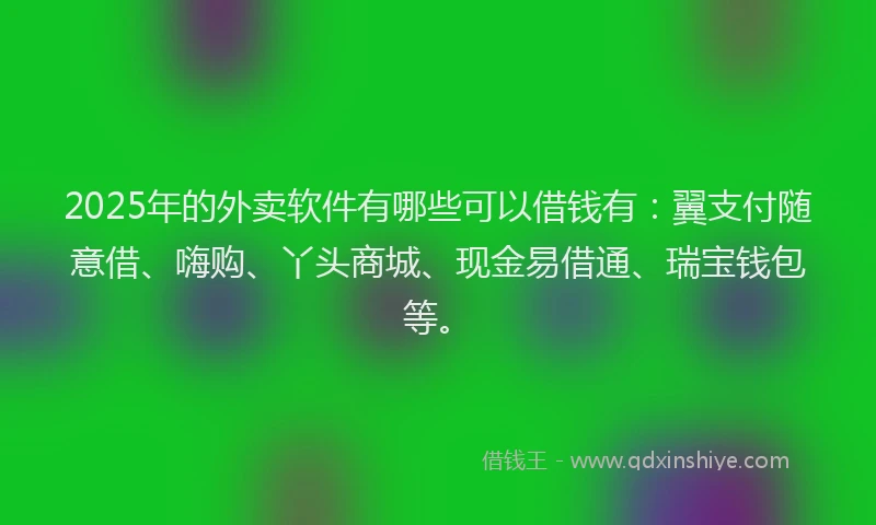2025年的外卖软件有哪些可以借钱有：翼支付随意借、嗨购、丫头商城、现金易借通、瑞宝钱包等。