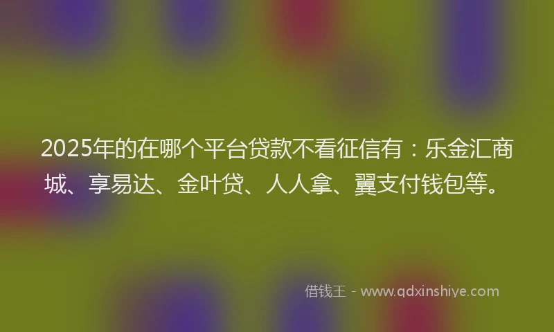 2025年的在哪个平台贷款不看征信有：乐金汇商城、享易达、金叶贷、人人拿、翼支付钱包等。