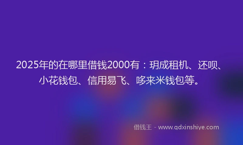 2025年的在哪里借钱2000有：玥成租机、还呗、小花钱包、信用易飞、哆来米钱包等。