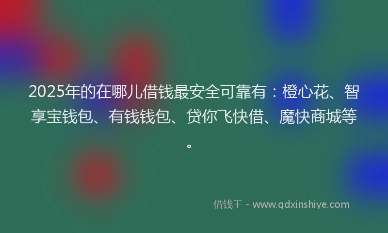 2025年的在哪儿借钱最安全可靠有：橙心花、智享宝钱包、有钱钱包、贷你飞快借、魔快商城等。
